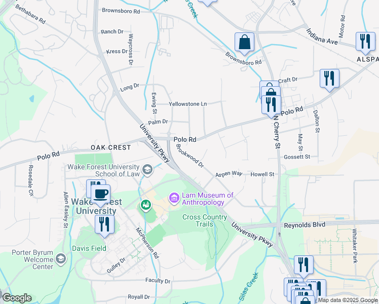 map of restaurants, bars, coffee shops, grocery stores, and more near 798 Polo Road in Winston-Salem
