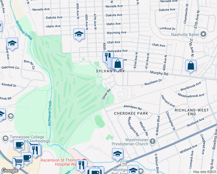 map of restaurants, bars, coffee shops, grocery stores, and more near 403 Sloan Road in Nashville