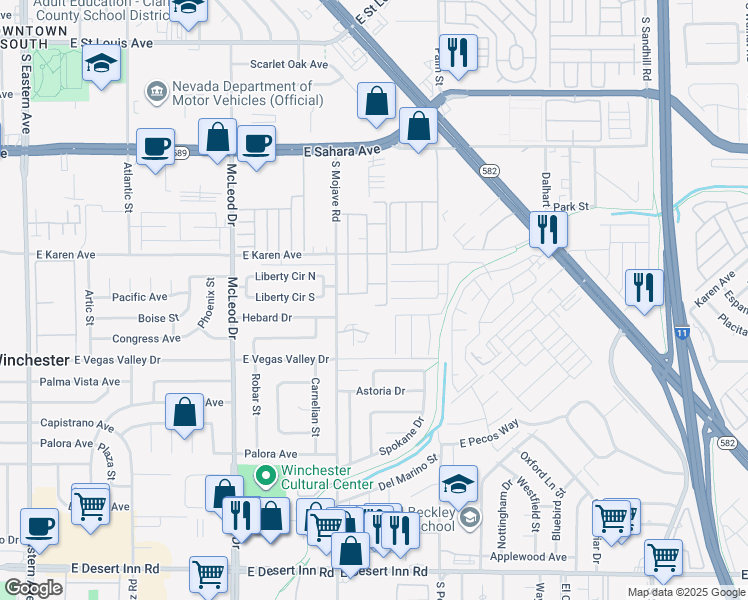 map of restaurants, bars, coffee shops, grocery stores, and more near 3310 Heritage Place in Las Vegas