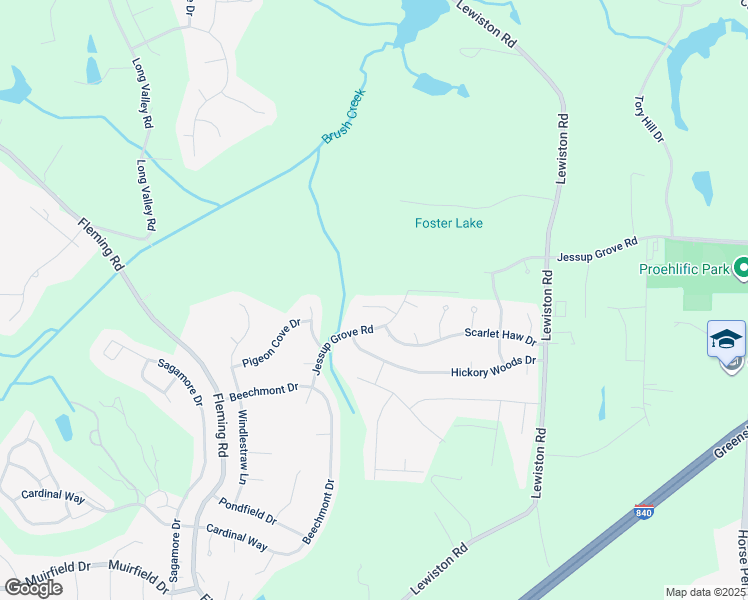 map of restaurants, bars, coffee shops, grocery stores, and more near 5108 Mountain Ash Court in Greensboro