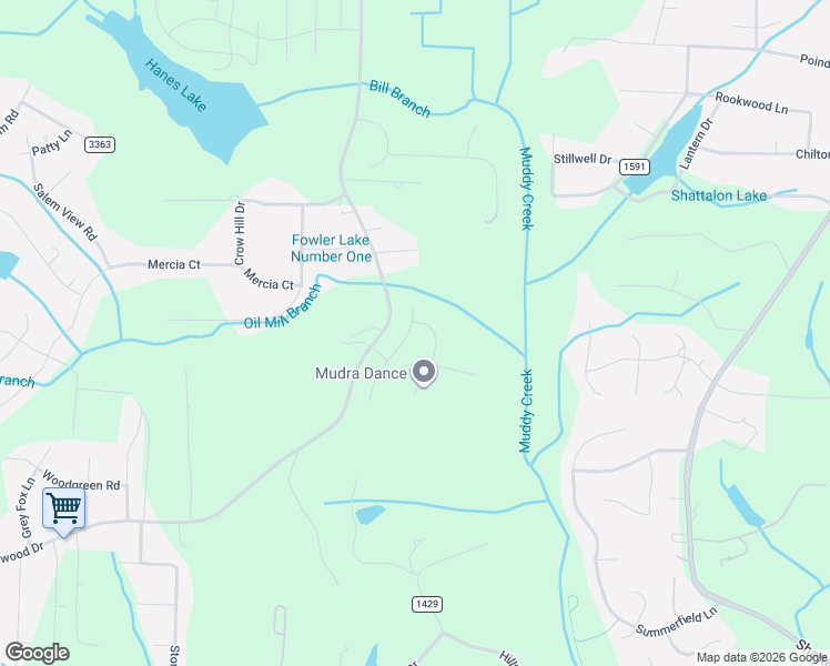 map of restaurants, bars, coffee shops, grocery stores, and more near 2636 Crosland Hill Drive in Winston-Salem