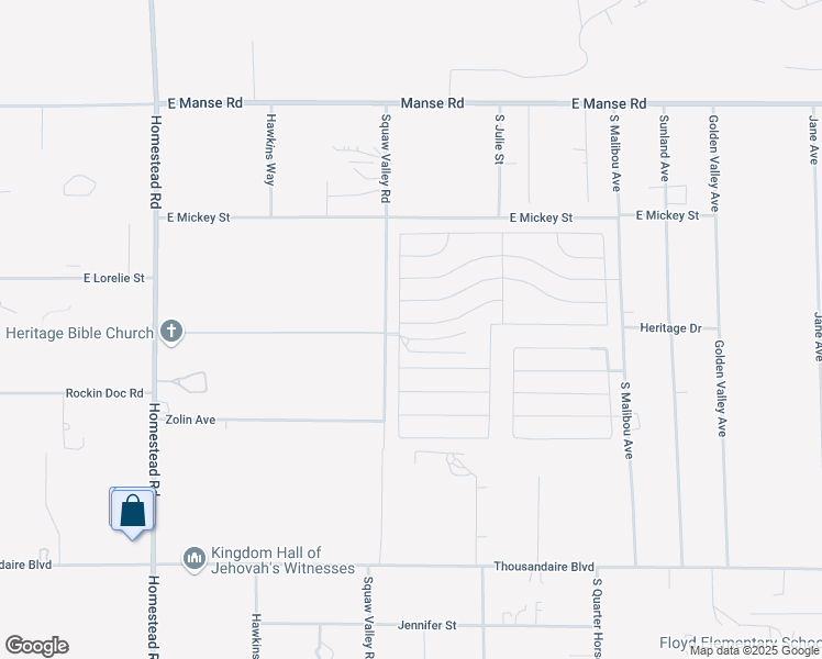 map of restaurants, bars, coffee shops, grocery stores, and more near 3543 East Wallowa Drive in Pahrump