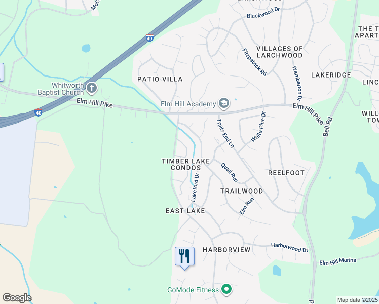 map of restaurants, bars, coffee shops, grocery stores, and more near 163 North Timber Drive in Nashville