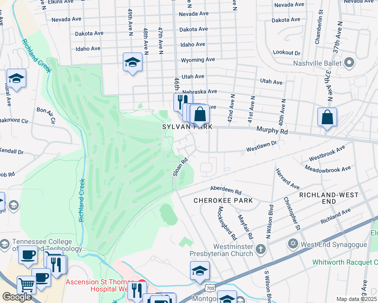 map of restaurants, bars, coffee shops, grocery stores, and more near 403 Sloan Road in Nashville