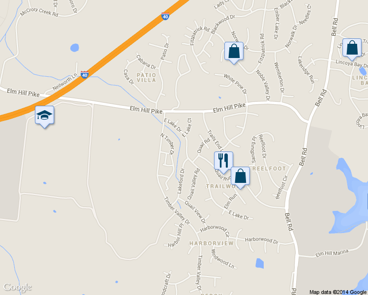 map of restaurants, bars, coffee shops, grocery stores, and more near 3138 E Lake Dr in Nashville