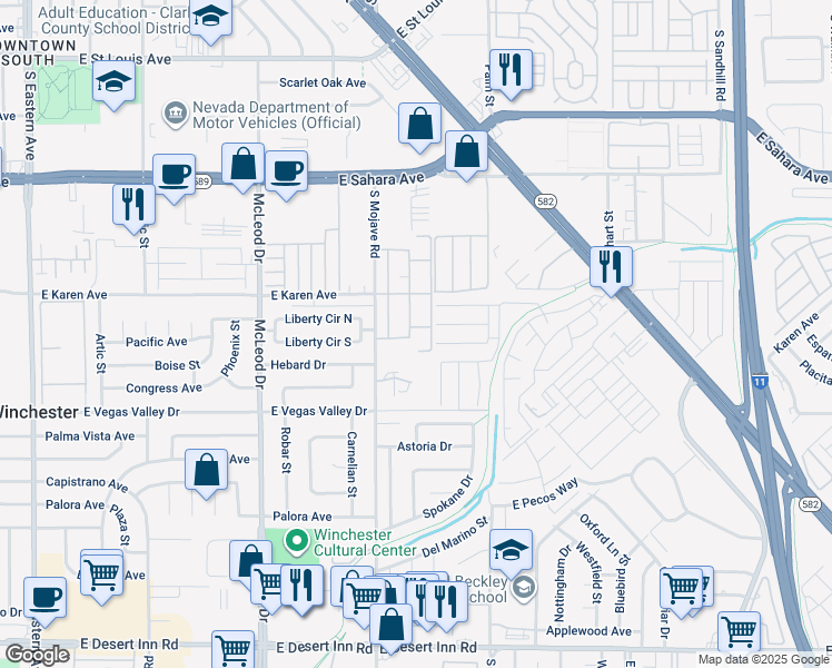 map of restaurants, bars, coffee shops, grocery stores, and more near 2784 Heritage Circle in Las Vegas