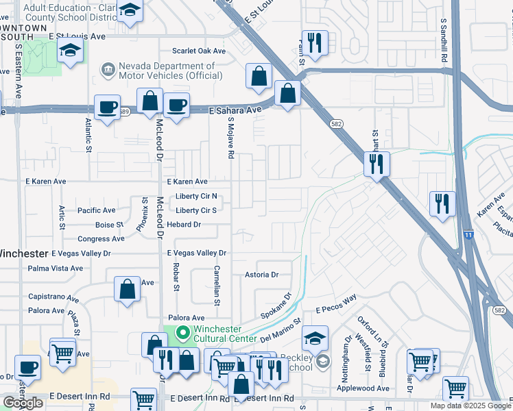 map of restaurants, bars, coffee shops, grocery stores, and more near 2784 Heritage Circle in Las Vegas