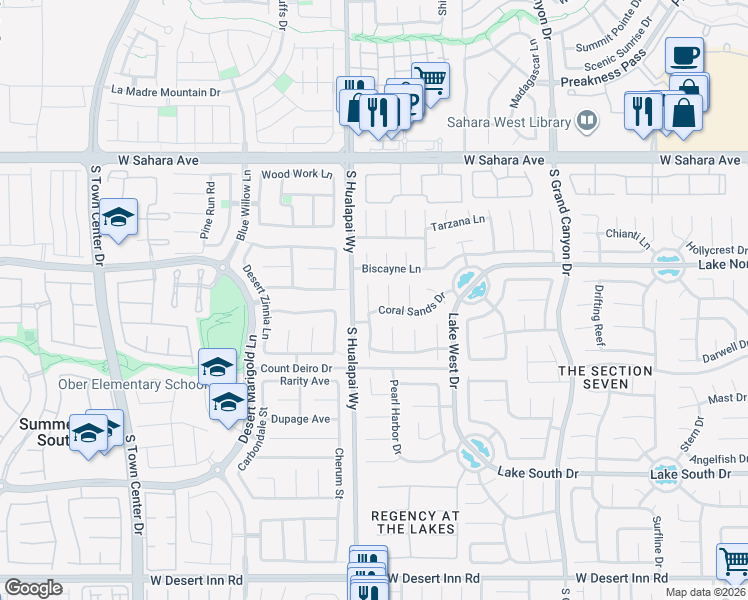 map of restaurants, bars, coffee shops, grocery stores, and more near 2825 Edge Rock Circle in Las Vegas