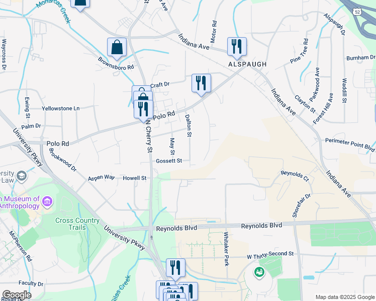 map of restaurants, bars, coffee shops, grocery stores, and more near 4014 Dalton Street in Winston-Salem