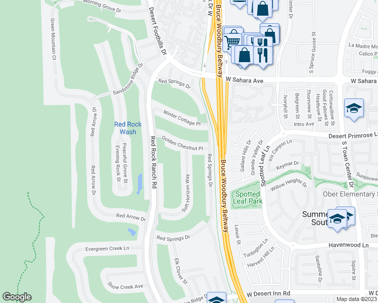 map of restaurants, bars, coffee shops, grocery stores, and more near 11273 Golden Chestnut Place in Las Vegas