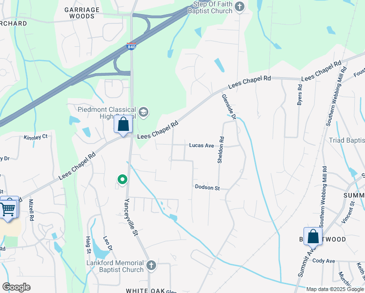 map of restaurants, bars, coffee shops, grocery stores, and more near 2109 Parks Street in Greensboro