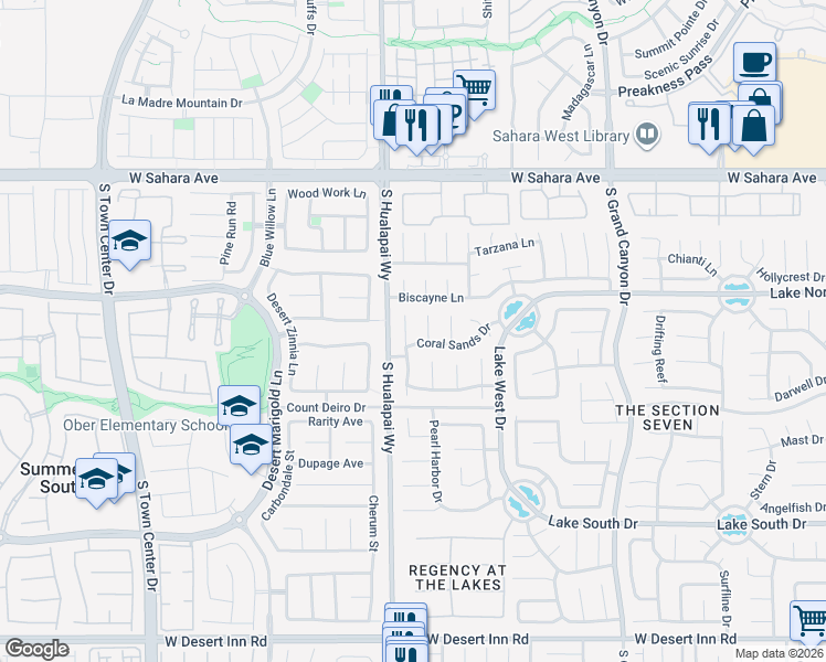 map of restaurants, bars, coffee shops, grocery stores, and more near 2825 Edge Rock Circle in Las Vegas