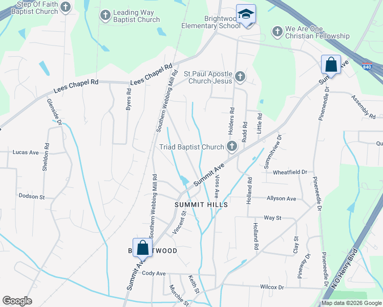 map of restaurants, bars, coffee shops, grocery stores, and more near 1807 Yarborough Drive in Greensboro