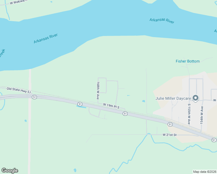 map of restaurants, bars, coffee shops, grocery stores, and more near 1603 South 167th West Avenue in Sand Springs