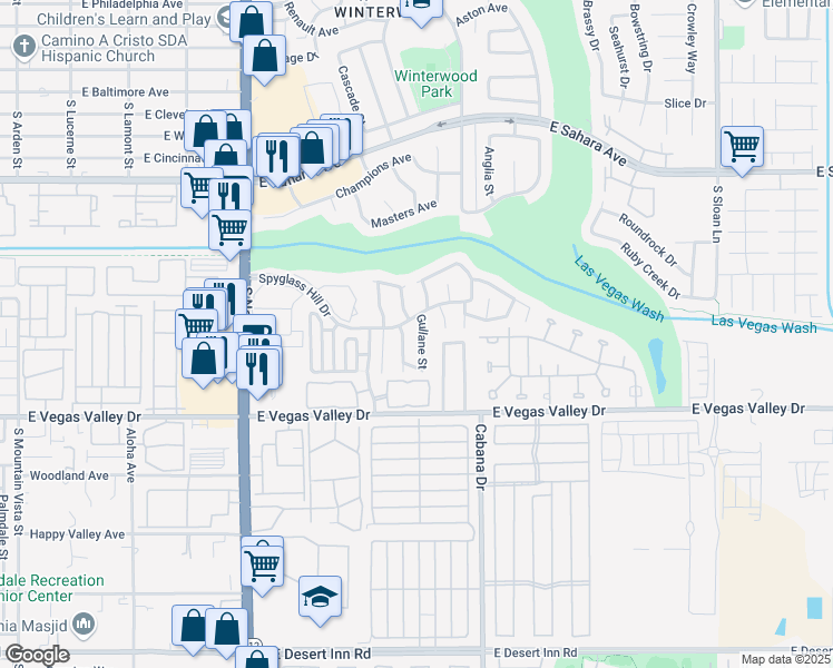 map of restaurants, bars, coffee shops, grocery stores, and more near 2739 Gullane Street in Las Vegas