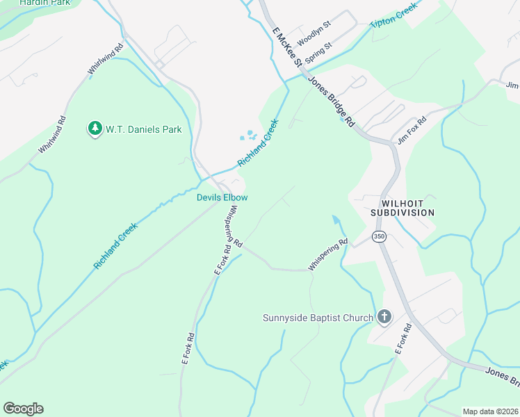 map of restaurants, bars, coffee shops, grocery stores, and more near 135 Whispering Ridges Road in Greeneville