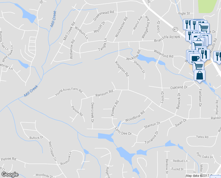 map of restaurants, bars, coffee shops, grocery stores, and more near 921 Ransom Road in Winston-Salem