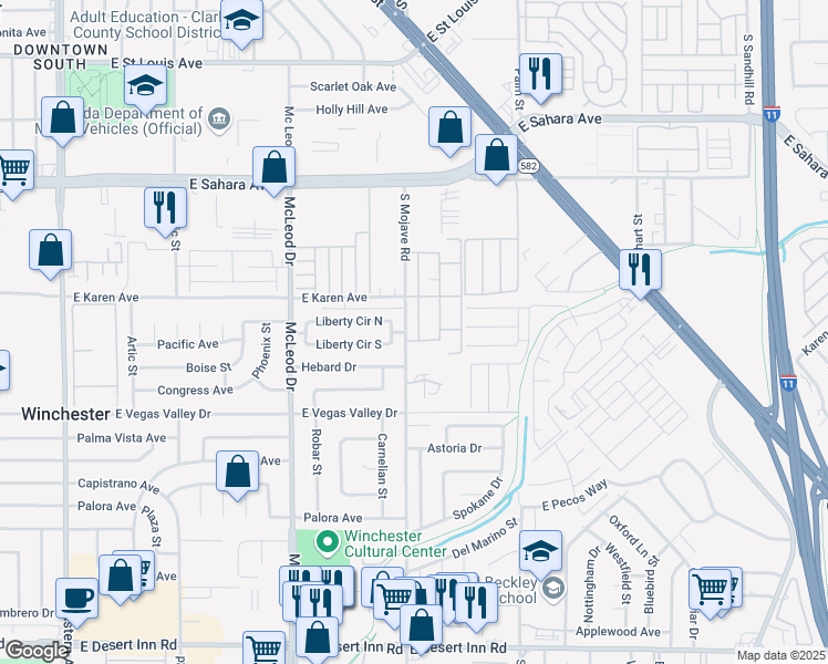 map of restaurants, bars, coffee shops, grocery stores, and more near 2773 Heritage Court in Las Vegas