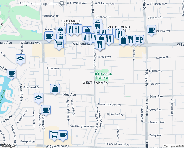 map of restaurants, bars, coffee shops, grocery stores, and more near 8215 Violet Meadow Court in Las Vegas