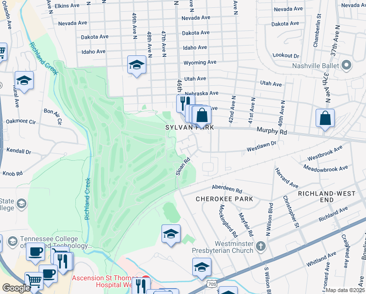 map of restaurants, bars, coffee shops, grocery stores, and more near 403 Sloan Road in Nashville