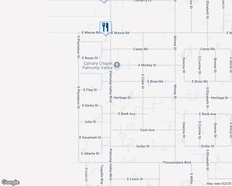map of restaurants, bars, coffee shops, grocery stores, and more near 1050 Heritage Drive in Pahrump