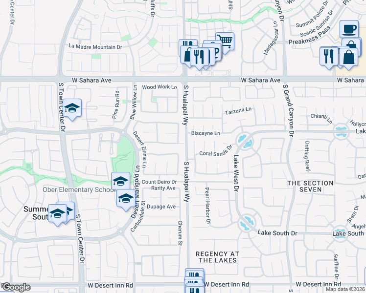 map of restaurants, bars, coffee shops, grocery stores, and more near 10151 Splendor Ridge Avenue in Las Vegas