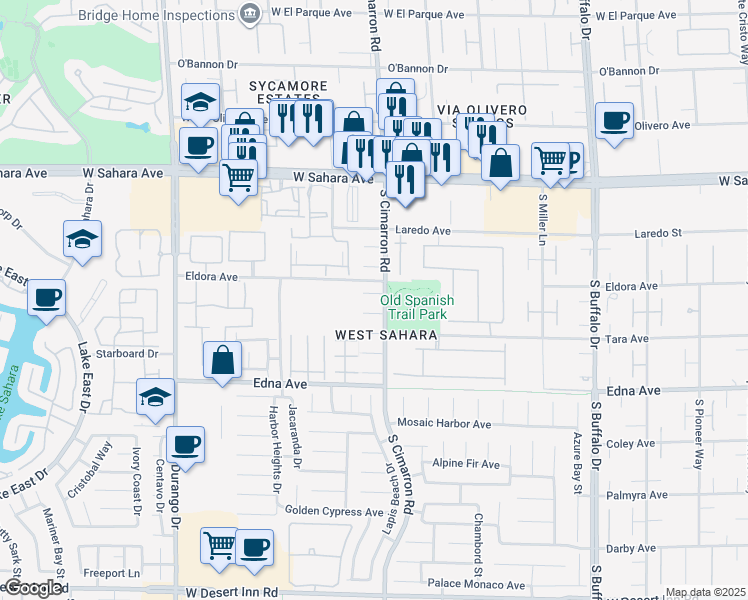 map of restaurants, bars, coffee shops, grocery stores, and more near 8215 Violet Meadow Court in Las Vegas