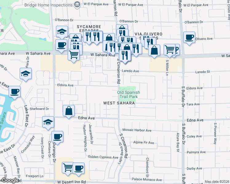 map of restaurants, bars, coffee shops, grocery stores, and more near 8215 Violet Meadow Court in Las Vegas