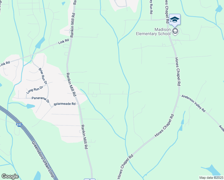 map of restaurants, bars, coffee shops, grocery stores, and more near 4503 Matthews Lane in Greensboro