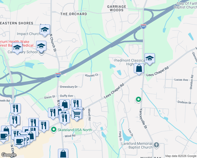 map of restaurants, bars, coffee shops, grocery stores, and more near 3925 Woodberry Lake Drive in Browns Summit