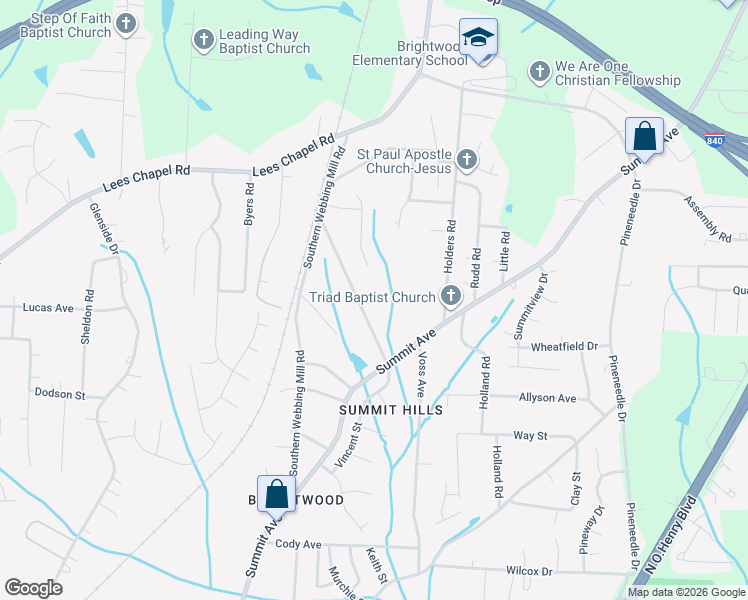 map of restaurants, bars, coffee shops, grocery stores, and more near 1807 Yarborough Drive in Greensboro