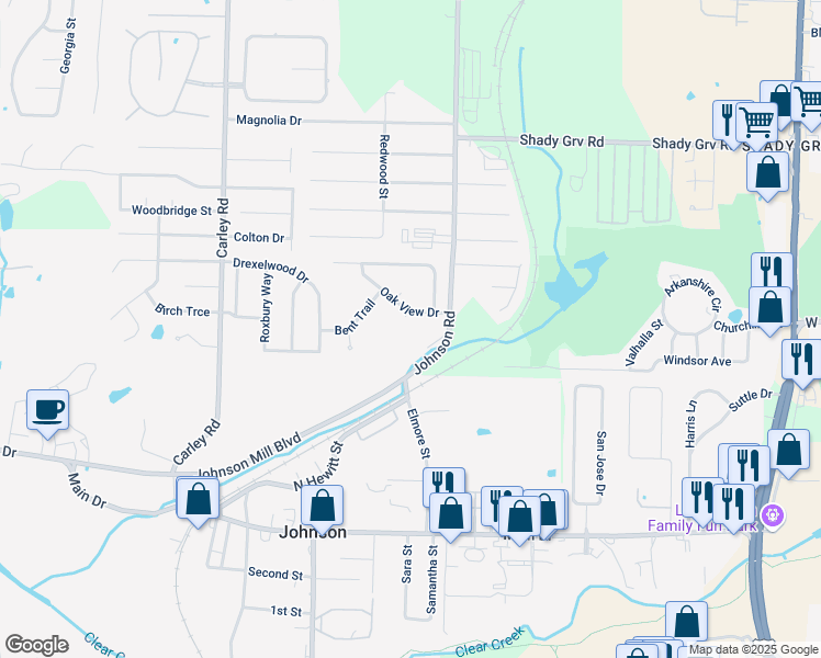 map of restaurants, bars, coffee shops, grocery stores, and more near 5110 Tall Pine Circle in Springdale