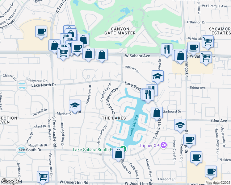 map of restaurants, bars, coffee shops, grocery stores, and more near 2805 High Sail Court in Las Vegas