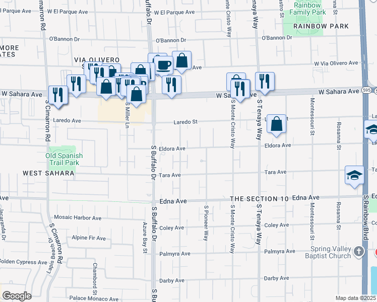 map of restaurants, bars, coffee shops, grocery stores, and more near 2720 Tioga Pines Circle in Las Vegas