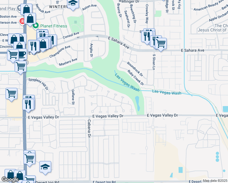 map of restaurants, bars, coffee shops, grocery stores, and more near 2781 Rainer Court in Las Vegas
