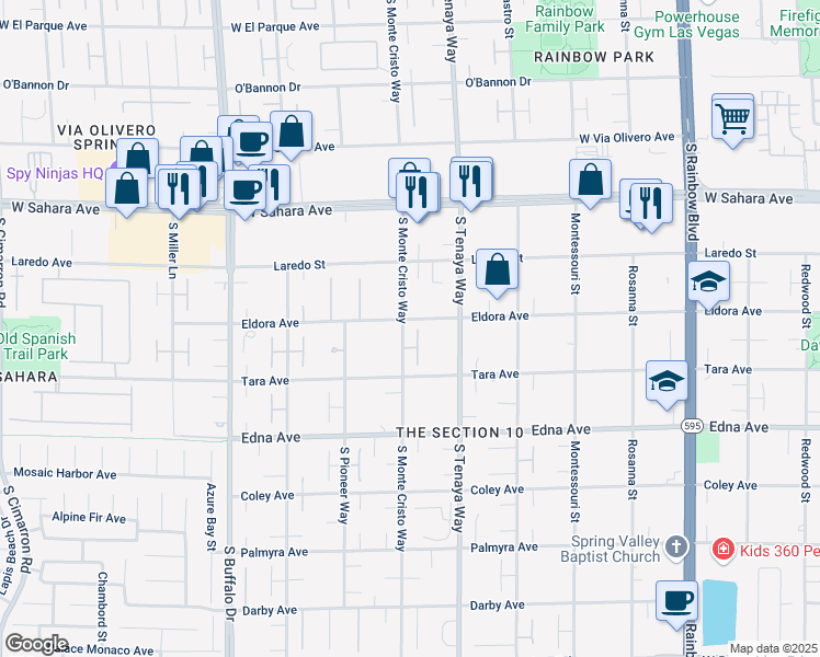 map of restaurants, bars, coffee shops, grocery stores, and more near 2721 Jim Hampton Court in Las Vegas