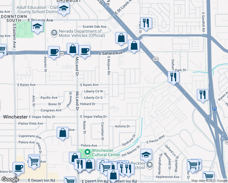 map of restaurants, bars, coffee shops, grocery stores, and more near 2748 Heritage Court in Las Vegas