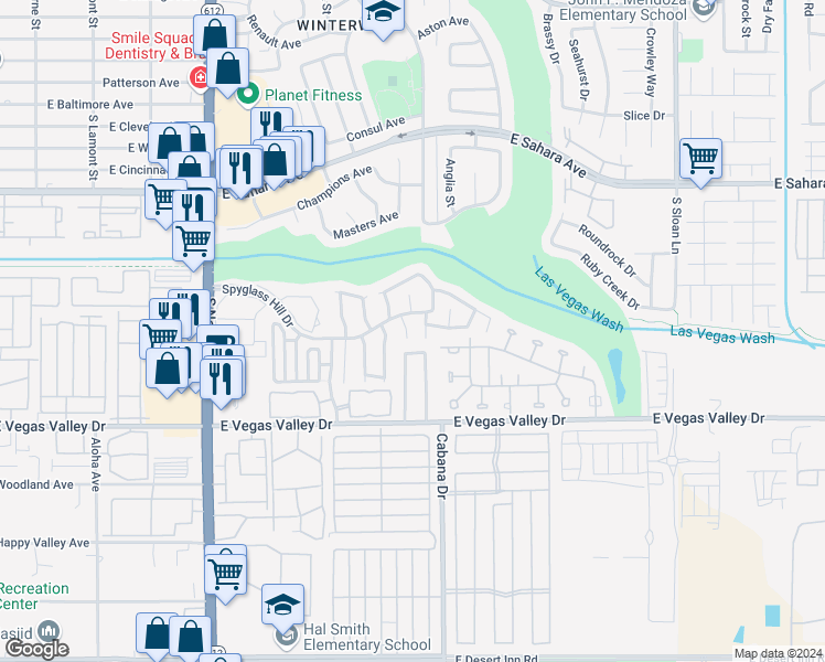 map of restaurants, bars, coffee shops, grocery stores, and more near 2732 Little Aston Circle in Las Vegas