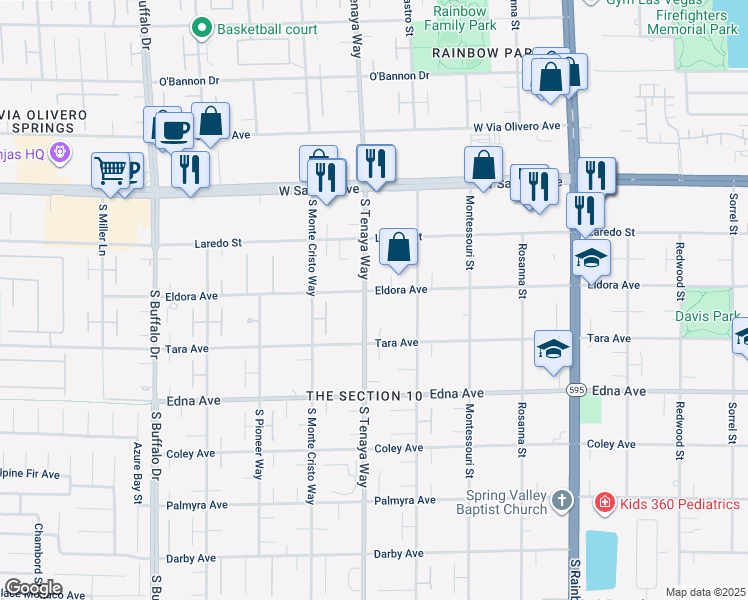 map of restaurants, bars, coffee shops, grocery stores, and more near 7275 Eldora Avenue in Las Vegas