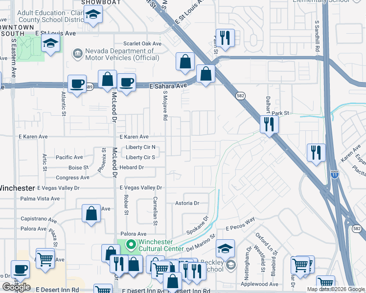 map of restaurants, bars, coffee shops, grocery stores, and more near 2748 Heritage Circle in Las Vegas