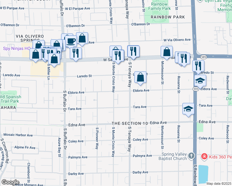 map of restaurants, bars, coffee shops, grocery stores, and more near 2721 Jim Hampton Court in Las Vegas