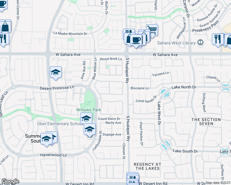 map of restaurants, bars, coffee shops, grocery stores, and more near 10264 Splendor Ridge Avenue in Las Vegas