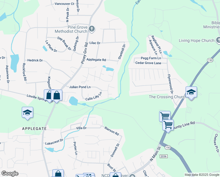 map of restaurants, bars, coffee shops, grocery stores, and more near 304 Tanner Court in Kernersville
