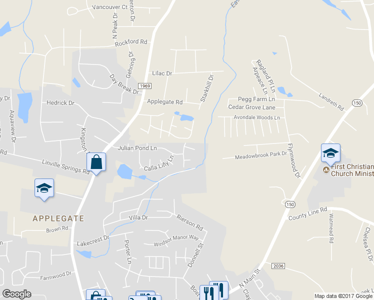 map of restaurants, bars, coffee shops, grocery stores, and more near 304 Tanner Court in Kernersville