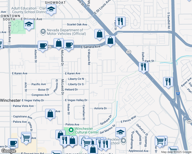 map of restaurants, bars, coffee shops, grocery stores, and more near 2733 Heritage Circle in Las Vegas