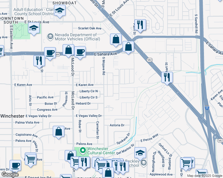 map of restaurants, bars, coffee shops, grocery stores, and more near 2784 Heritage Circle in Las Vegas