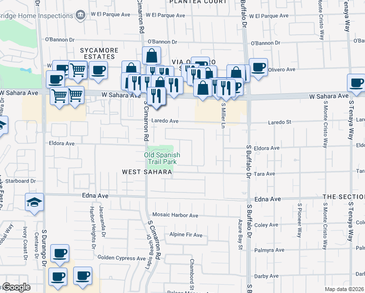 map of restaurants, bars, coffee shops, grocery stores, and more near 2735 Caumsett Court in Las Vegas