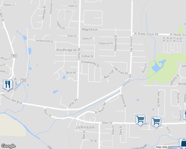 map of restaurants, bars, coffee shops, grocery stores, and more near 5002 Hawthorne Way in Springdale