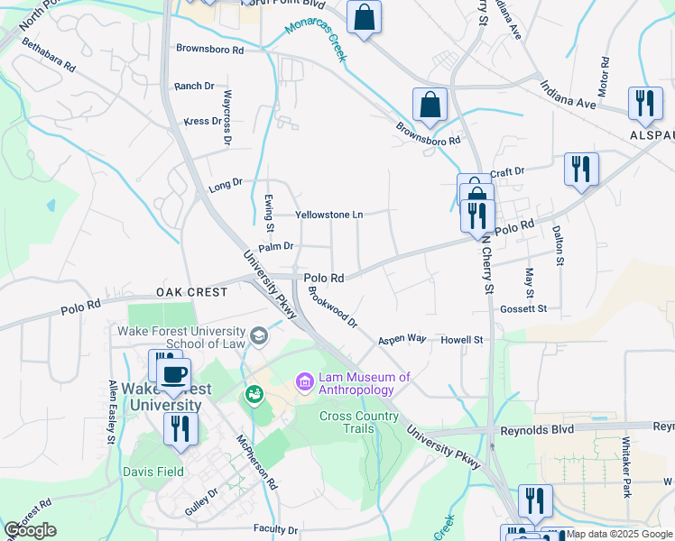 map of restaurants, bars, coffee shops, grocery stores, and more near 798 Polo Road in Winston-Salem