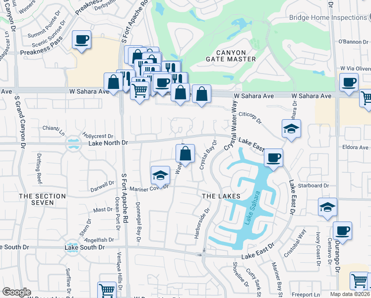 map of restaurants, bars, coffee shops, grocery stores, and more near 2801 Crystal Cove Drive in Las Vegas